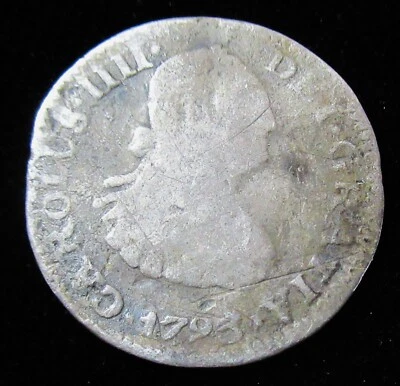 México: 1793 Colonia Española 1/2 Real Foto 1 de 2