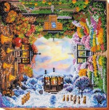 Bead embroidery kit Seasons needlework kit Art canvas beadwork pattern