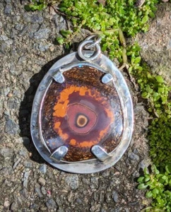 Solid Australian Boulder Picture Opal Sterling Silver Artisan Hand Made .A5b - Picture 1 of 8