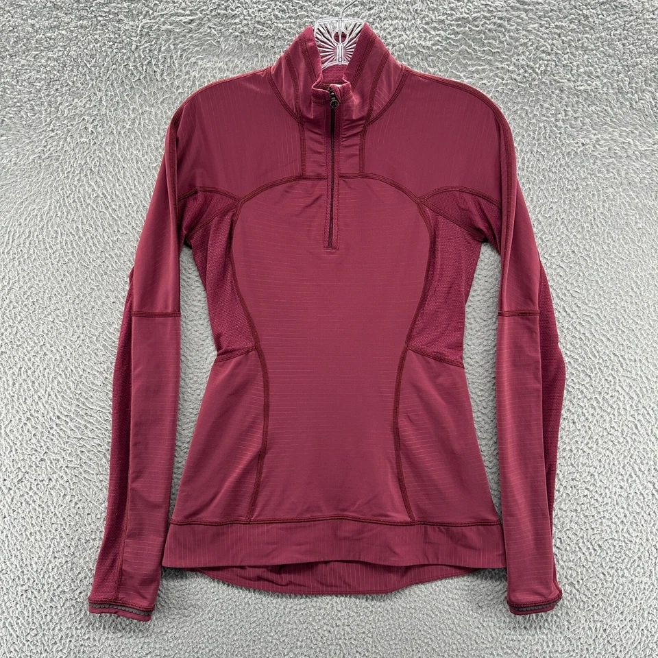 Top Lululemon Mujer 4 Granate Correr para Dorado 1/4 Cremallera Manga Larga Correr Gimnasio Chaqueta Foto 1 de 4