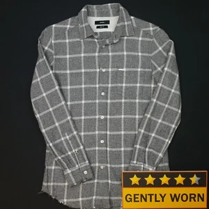 Diesel Mens THICK Shirt Flannel VERY GOOD SMALL (FITS LIKE XS) Grey SLIM FIT - Picture 1 of 9