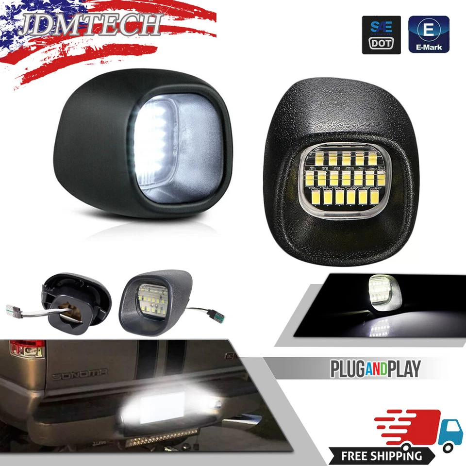 White LED License Plate Light Tag Lamps For Chevy S10 GMC Sonoma Blazer Jimmy 2X - Image 1 of 4