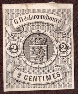 Luxembourg  5 2c Black Hinged Unused Imperf 1860 - Picture 1 of 2