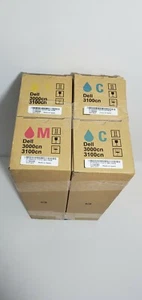 4 Dell Laser printer 3000cn 3100cn Toner Cartridge Set- 2 Cyan, Magenta, Yellow  - Picture 1 of 7