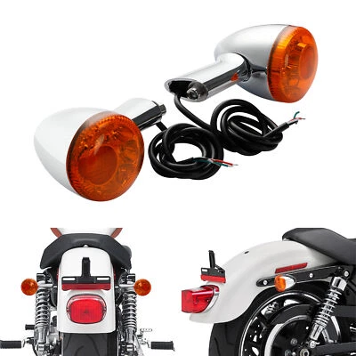 Rear LED Turn Signal Lights Amber Fit For Harley Sportster XL883 XL1200 1992-up - Image 1 of 4