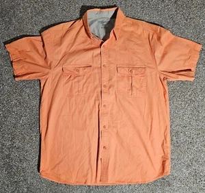 Faded Glory Authentic Mens Sz L Orange Button Up Short Sleeve Shirt - Picture 1 of 8