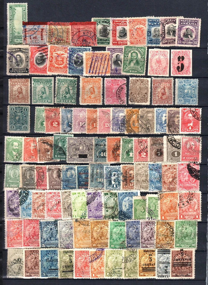 grosse Steckkarte mit alten Briefmarken in oft  schlechter Erhaltung - Bild 1 von 1