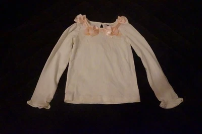 Top LN Janie and Jack Talla 7 Marfil Manga Larga con Cintas de Satén Rosa Foto 1 de 2