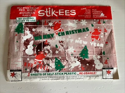 Christmas Decor- Santa, Reindeer, Snowman Vintage Stik-EES Window Clings NEW - Image 1 of 2