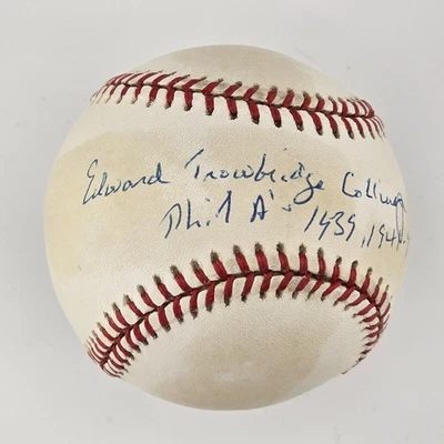 Eddie Collins Jr. Béisbol firmado e inscrito. Atletismo de Filadelfia. PSA Foto 1 de 4