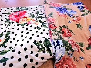 2 YD  Lot  Jersey Floral Knit Fabric Jersey Polka Dot  - Picture 1 of 1