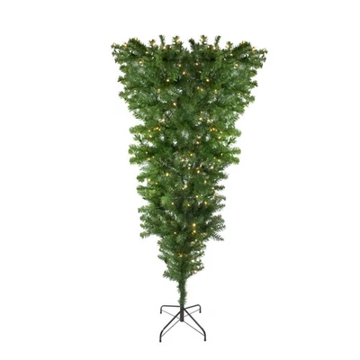 Northlight 5.5' x 38" Upside Down Spruce Artificial Christmas Tree - Warm White - Image 1 of 3