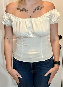 Pinup Couture Peasant Top White EUC. Women’s Size Medium - Picture 1 of 9