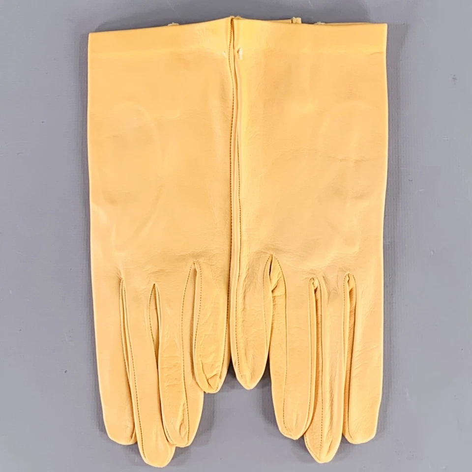 VINTAGE Misura 6.5 Giallo Guanti IN Pelle - Immagine 1 di 3