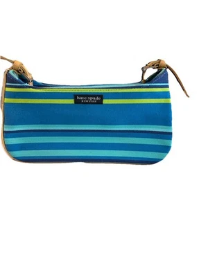 Bolso de hombro vintage años 90 Kate Spade New York de lona y cuero a rayas Foto 1 de 4