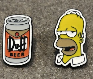 Lot 2 Duff Beer & Homer Emaille Pin 90’s Revers The Simpsons TV Animated Series - Bild 1 von 5
