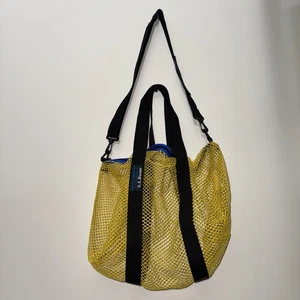 Vintage 80 s L.L.Bean Mesh Boat Tote Bag Yellow Black With Strap - Picture 1 of 11