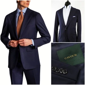 Cavour - Mod 2 Navy Hopsack Full Canvas Suit Saphire Blue, Size US40 / EU52 - Picture 1 of 20