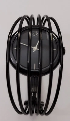 CK CALVIN KLEIN K9924402 Analog Swiss Made Women's Black Steel Bangle Watch Fly  - Image 1 of 4