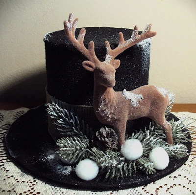 sale primitive folk art handmade Christmas prim snowman black Hat farmhouse - Image 1 of 2