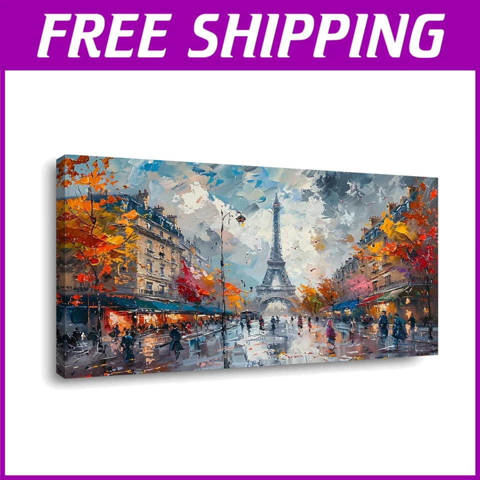 Paris Eiffel Tower Wall Art Decor 20x40 - French Landscape - Image 1 of 4