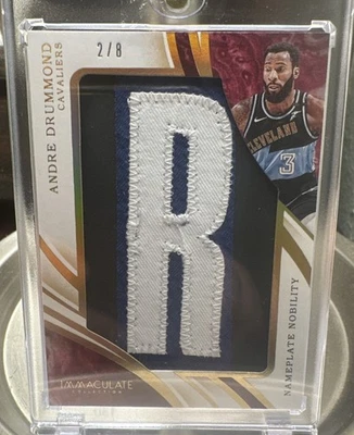 2017-18 Panini Immaculate ANDRE DRUMMOND Nameplate Nobility Game Used 2/8 “R” - Image 1 of 3