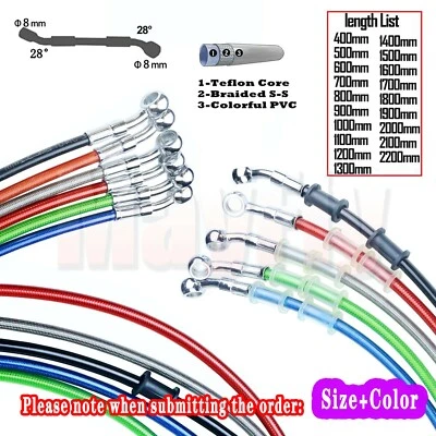 fit for 8mm Racing Stainless Steel Braided Hydraulic Reinforce Brake line Clutch - Image 1 of 4