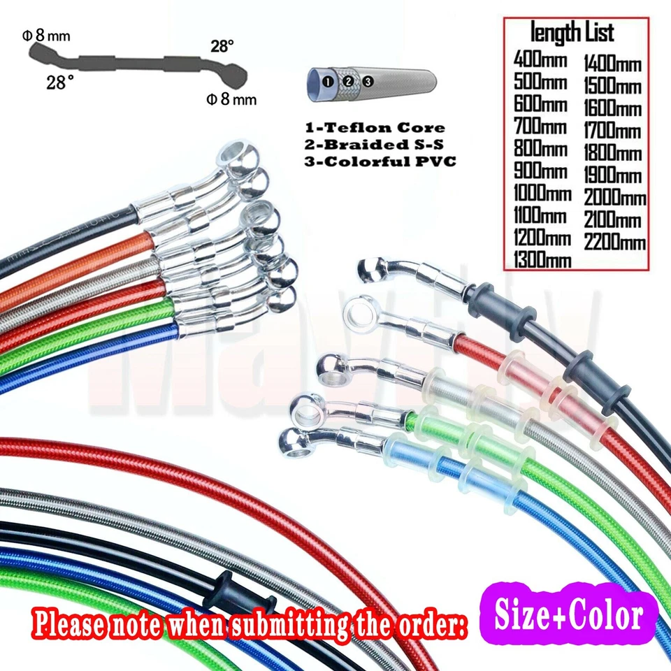 Fit for Ducati BMW Benelli M8 Stainless Steel Braided Pipe Brake Oil Hose Line - Image 1 of 4