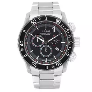 Edox Chronoffshore-1 Chronograph Steel Black Dial Quartz Mens Watch 10221 3M NIN - Picture 1 of 4