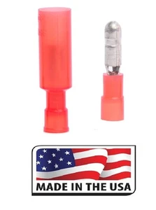 (100) CONECTOR BALA NYLON ROJO 22-18 TERMINAL MACHO/HEMBRA .157 Hecho en EE. UU. - Imagen 1 de 1