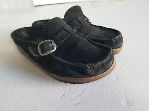 Birkenstock  Footbed Suede Leather Slide Clogs Black Medium Shoes 39 Distressed 