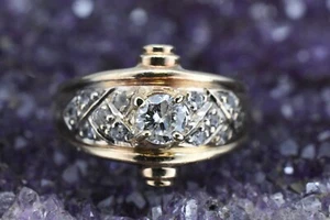 Women's 14k Yellow Gold Natural Diamond White & Pink Sapphire Engagement Ring - Picture 1 of 8