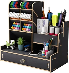 Schreibtisch Organizer aus Holz Büro Organizer Dokumentenablage Stifthalter NEU - Bild 1 von 18