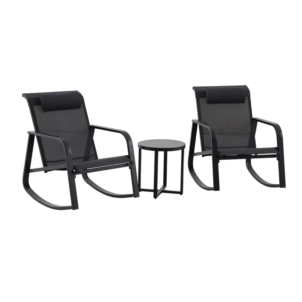 Mainstays MS5628059664014 Dashwood 3-Piece Steel Outdoor Rocker Chat Set Black