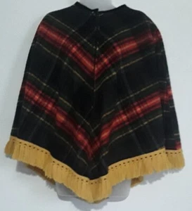 Rare Vtg Warranted ALL WOOL Vermont Natives Industries Fringe Poncho Cape Shawl  - Picture 1 of 10