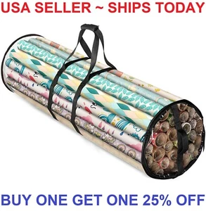 Christmas Wrapping Paper Storage Bag Container Organizer Plastic 41 Inch 24 Roll - Picture 1 of 6