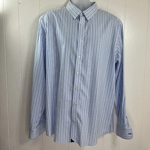 Untuckit Button Front Regular Tall Shirt XXL Blue Stripe Two Ply Cotton 2XL - Picture 1 of 12