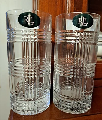 ¡Nuevo!  JUEGO DE 2 GAFAS HIGHBALL RALPH LAUREN GLEN A CUADROS - HECHAS EN ALEMANIA - NOS Foto 1 de 4