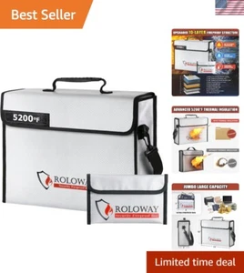 Fireproof Document Bag 5200°F Heat Insulated 15 x 12 x 5 inches, Fireproof Ba... - Picture 1 of 7