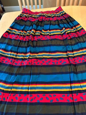 复古 CHAUS 裙子条纹 MIDI RAYON 女式 M 码经典 LAGENLOOK — 第 1/4 张图片