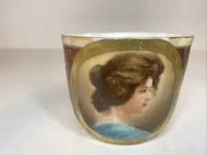 ROYAL VIENNA ANTIQUE 1890 Hand PAINTED LADY RAISED GOLD DEMITASSE CUP SIGNED - Picture 1 of 11