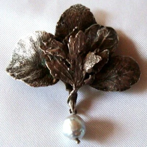 Wundervoller Ehinger Schwarz Anhänger Silber Perlen Design Brosche / CA 175 - Bild 1 von 5