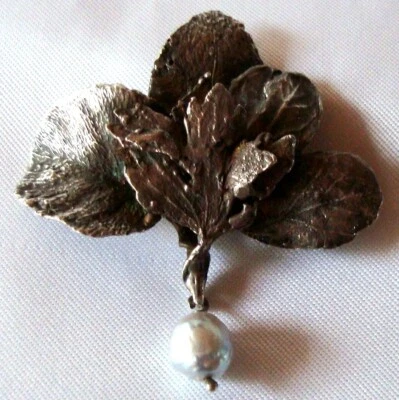 Wundervoller Ehinger Schwarz Anhänger Silber Perlen Design Brosche / CA 175 - Bild 1 von 4