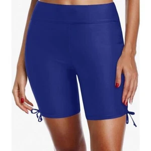 Swim Sport Board Shorts High-Waist Tummy Control 6" Inseam- Aqua Eve Blue Small - Picture 1 of 5