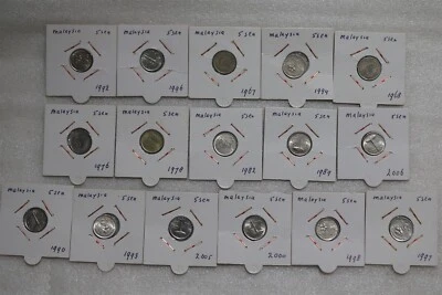 🇲🇾 MALAYSIA 5 CENTS COLLECTION - 16 COINS B49 #1891 - Image 1 of 3