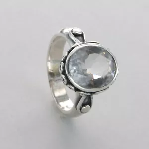 Anillo de cuarzo transparente ovalado - PLATA ESTERLINA 925 - Piedras preciosas naturales y genuinas #15e - Imagen 1 de 8