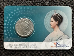 NEDERLAND - COINCARD 'LAATSTE ½ GULDEN 1921 WILHELMINA'. - Afbeelding 1 van 3