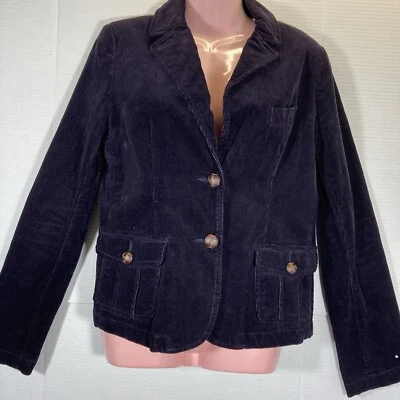 American Eagle  Women's Size M Corduroy Blazer Navy Blue Lined And Button - Image 1 of 4