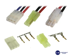2 / 3 Pin Way Tamiya / Mini-Tamiya Gold Plated Connectors + Silicone Wire Lead - Picture 1 of 18