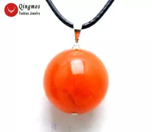 20mm Round China Red Natural Jade Pendant Necklace for Women Jewelry 17" cord - Picture 1 of 5